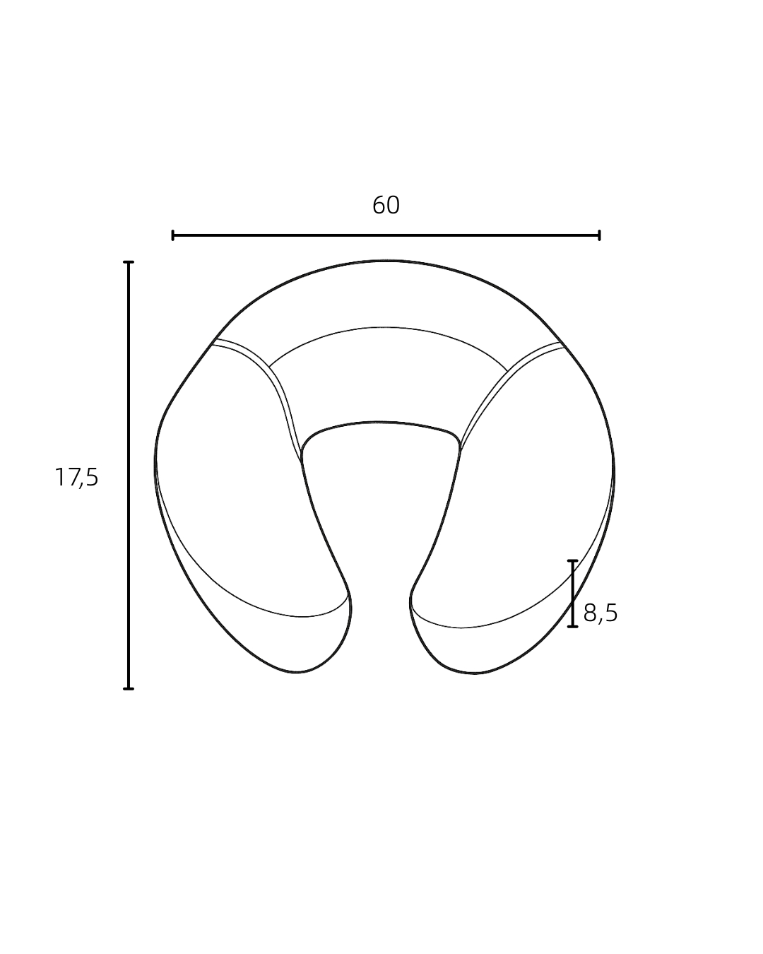 Schemă dimensiuni pernă facială pentru masaj BROW