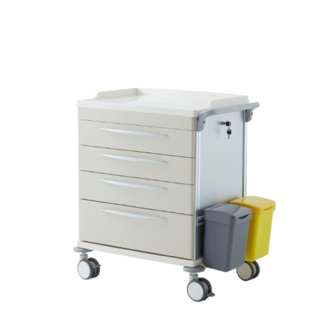 Sistem modular de accesorii pe bara laterală, cărucior medical cu sertare UTIL
