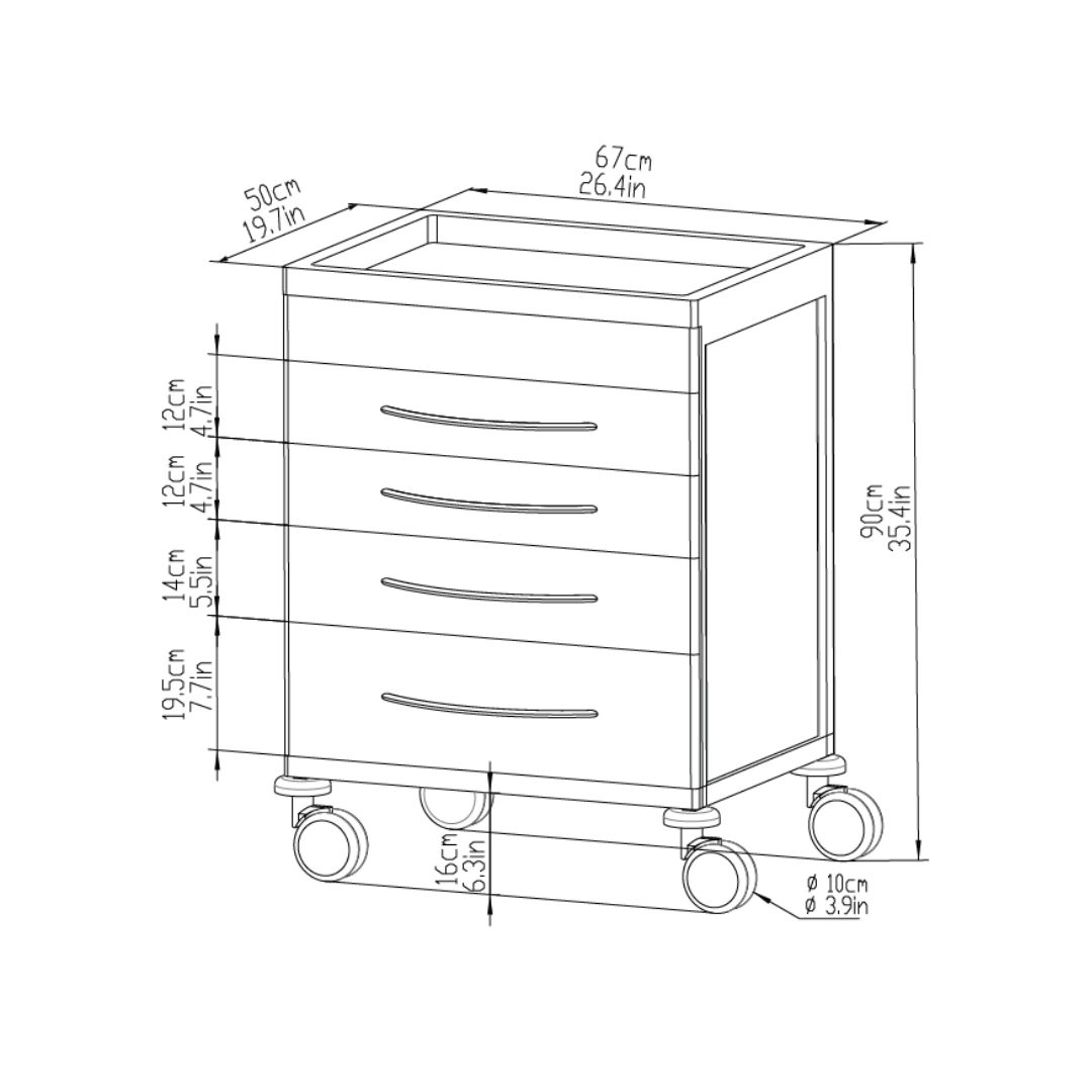 Cărucior medical cu sertare UTIL — modular, 4 sertare - imagine 5