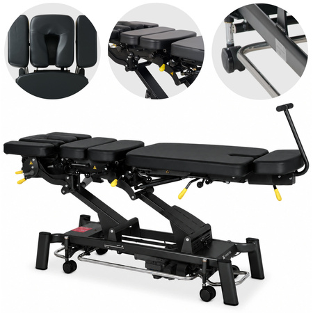 Masă chiropractică drop electrică HABYS Upright Chiro Z7, vedere generală, tapițerie neagră